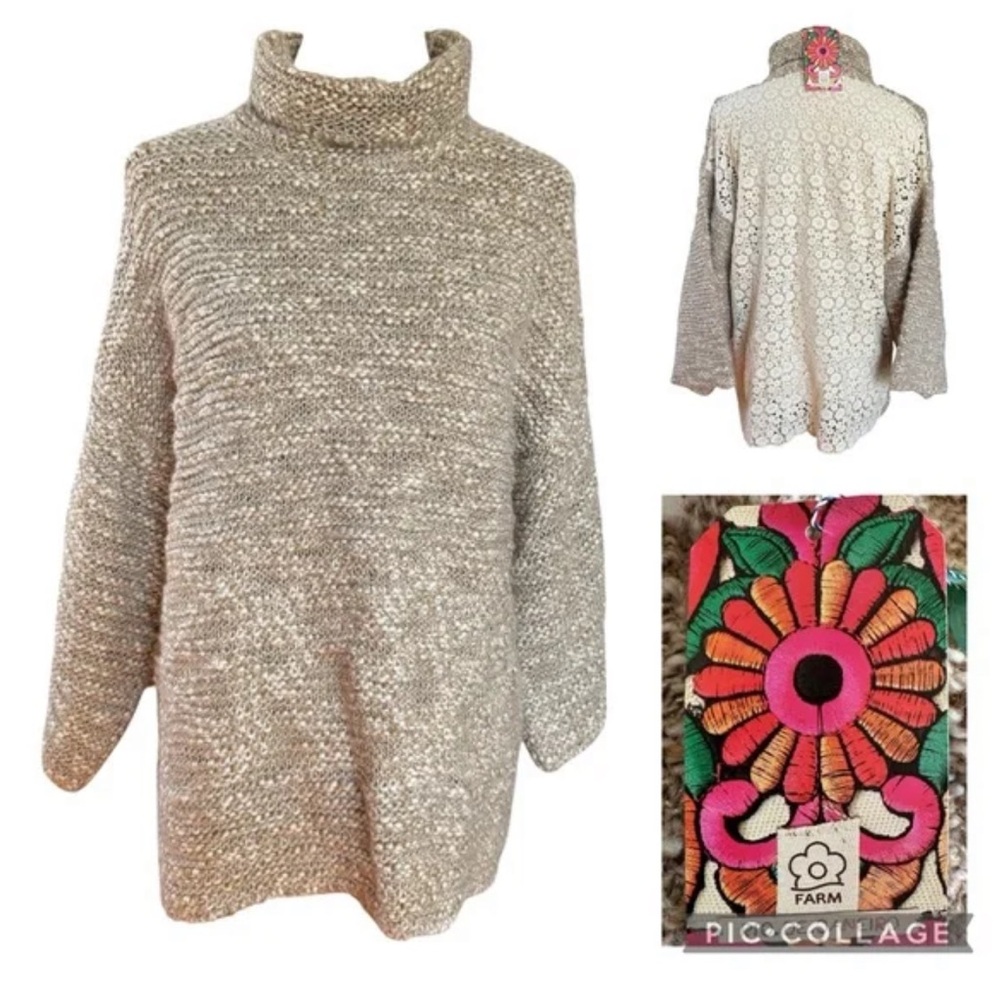 FARM Rio Cream Cowl Neck Sweater